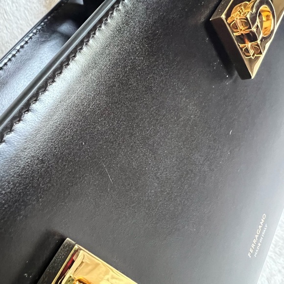 🖤SOLD🖤 FERRAGAMO Small Archive Gancio Leather Tote DOUBLE BLACK / NERO NWT - Picture 16 of 16